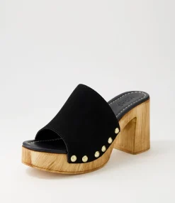 Clearance Midas Shoes Harmon Black Suede Slides
