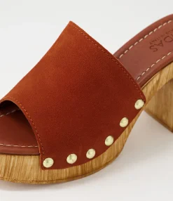 Cheap Midas Shoes Harmon Cognac Suede Slides