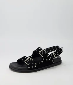 Sale Midas Shoes Harmony Black Suede Sandals