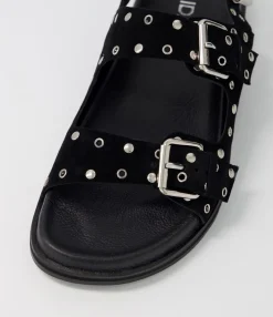 Sale Midas Shoes Harmony Black Suede Sandals