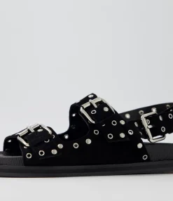 Sale Midas Shoes Harmony Black Suede Sandals