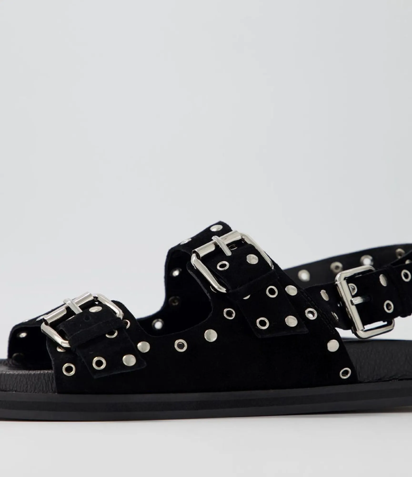 Sale Midas Shoes Harmony Black Suede Sandals