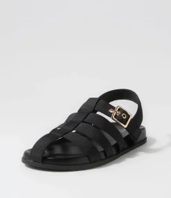 Cheap Midas Shoes Harney Black Fabric Sandals