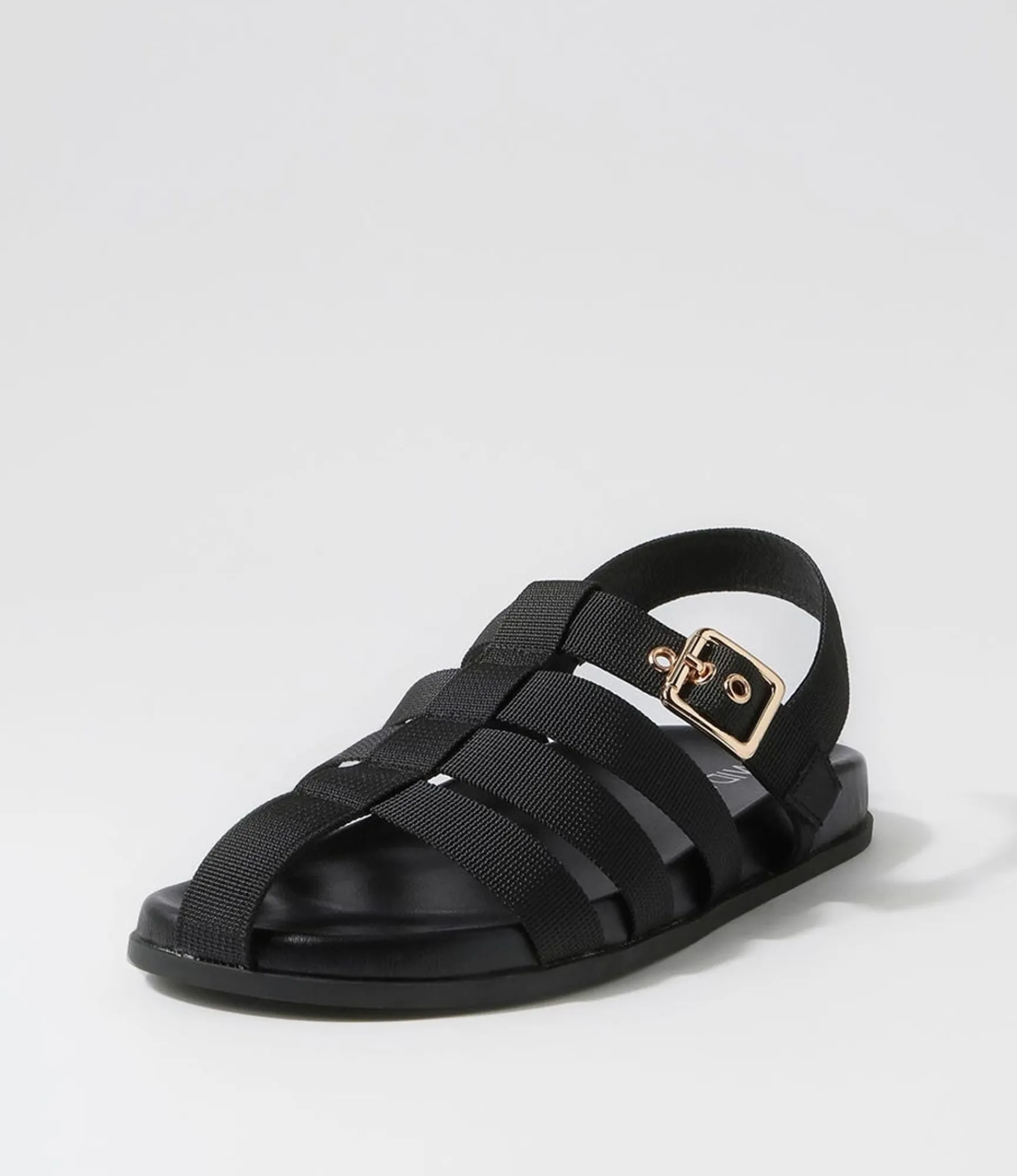 Cheap Midas Shoes Harney Black Fabric Sandals