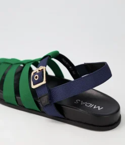 Flash Sale Midas Shoes Harney Emerald Navy Fabric Sandals