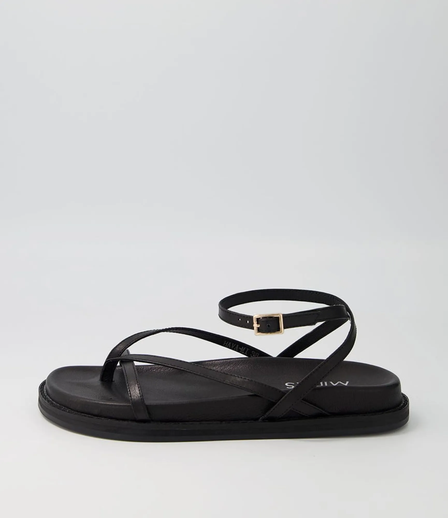 Shop Midas Shoes Hava Black Leather Sandals