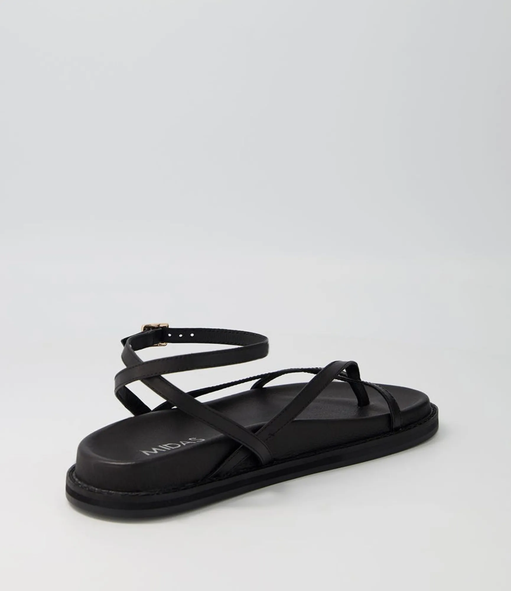 Shop Midas Shoes Hava Black Leather Sandals
