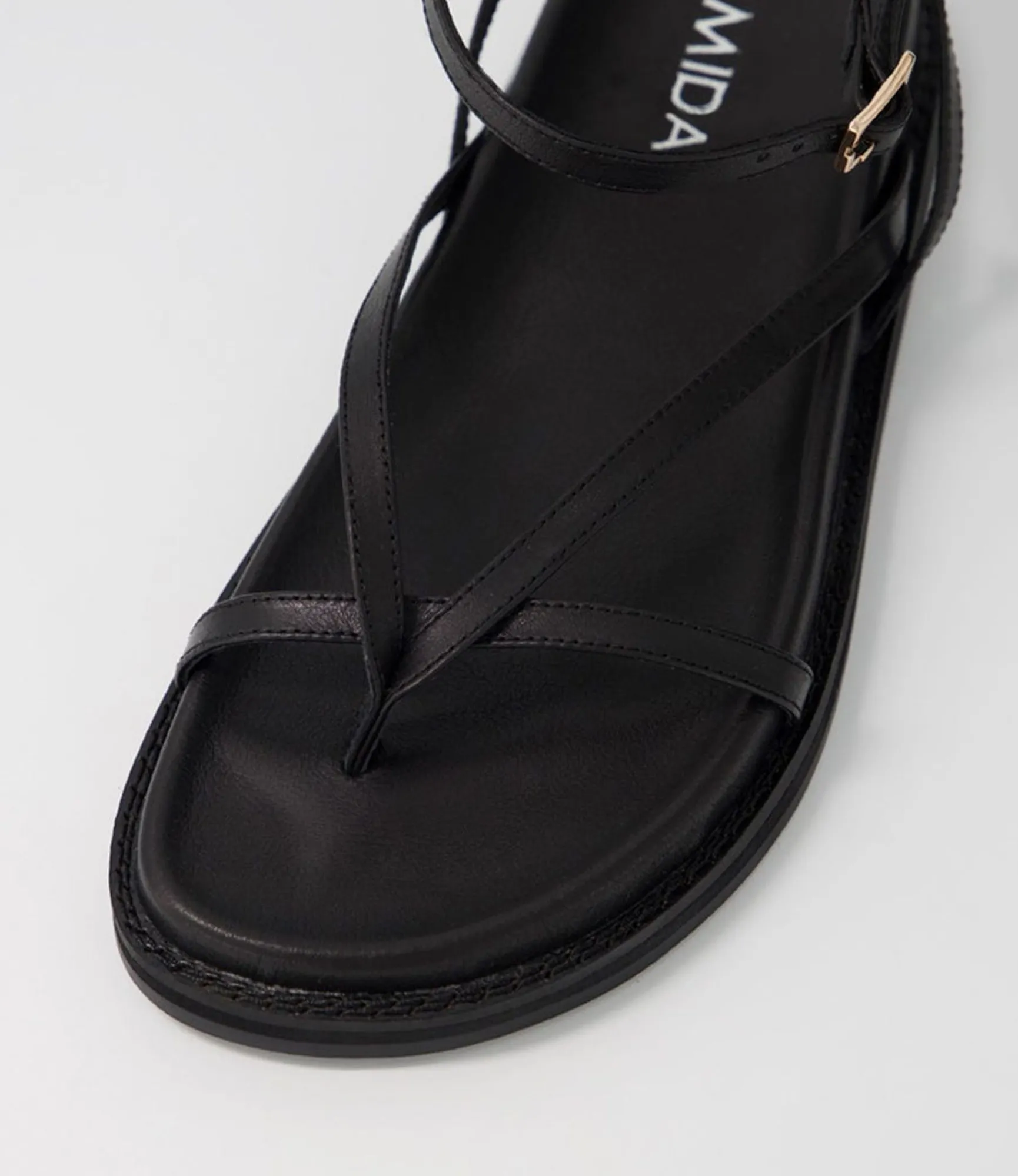 Shop Midas Shoes Hava Black Leather Sandals