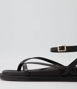 Shop Midas Shoes Hava Black Leather Sandals