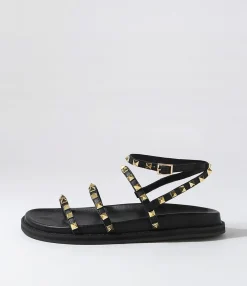 Sale Midas Shoes Hazle Black Gold Leather Sandals