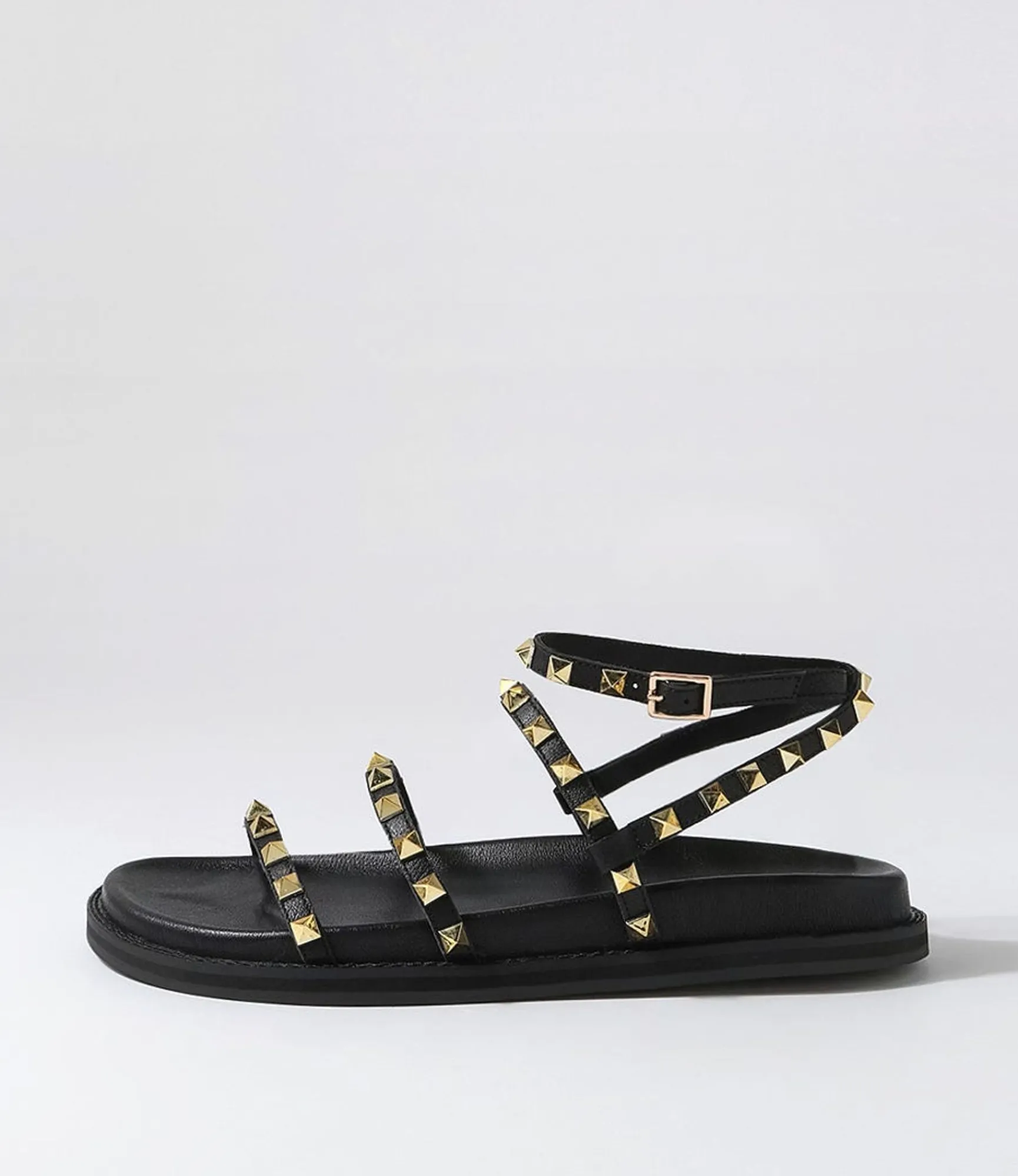 Sale Midas Shoes Hazle Black Gold Leather Sandals