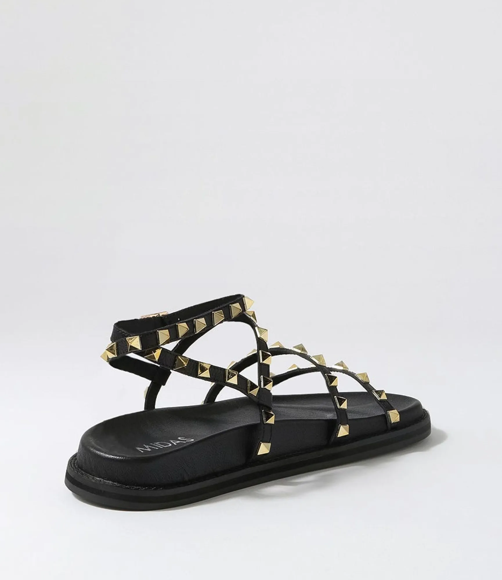 Sale Midas Shoes Hazle Black Gold Leather Sandals