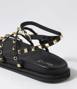 Sale Midas Shoes Hazle Black Gold Leather Sandals