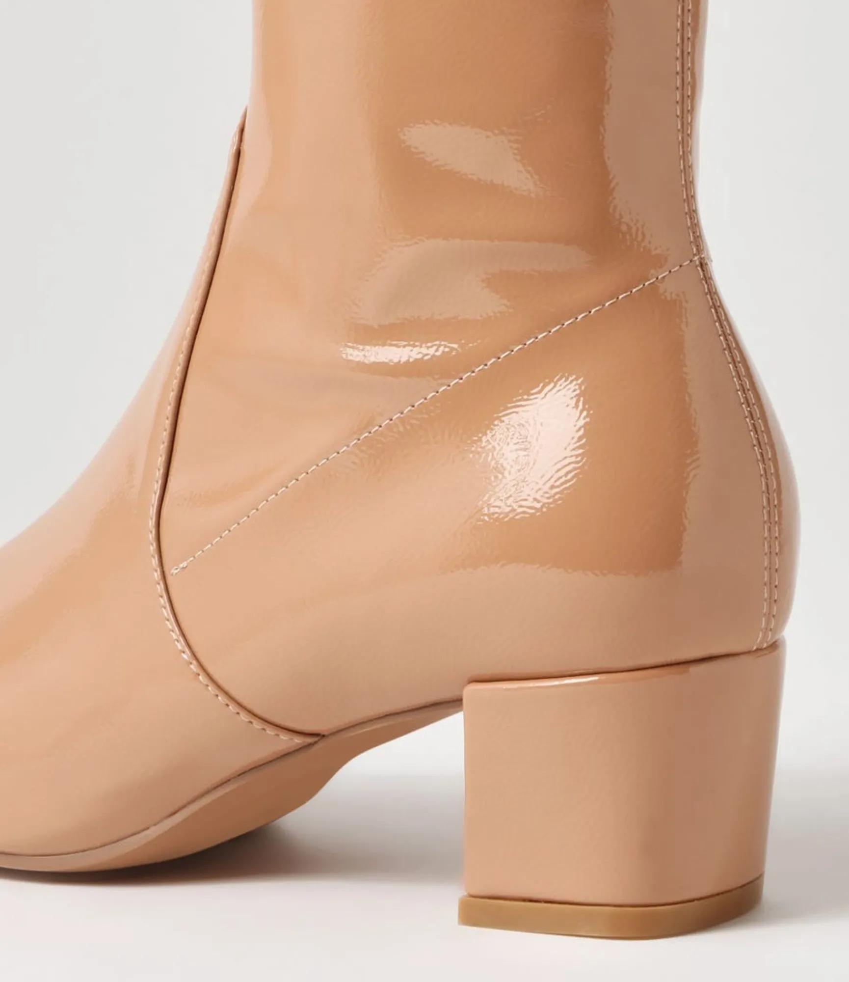 Clearance Midas Shoes Heidi Caramel Stretch Patent Pu Ankle Boots