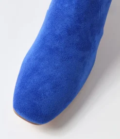 Hot Midas Shoes Heidi Electric Blue Stretch Microsuede Ankle Boots