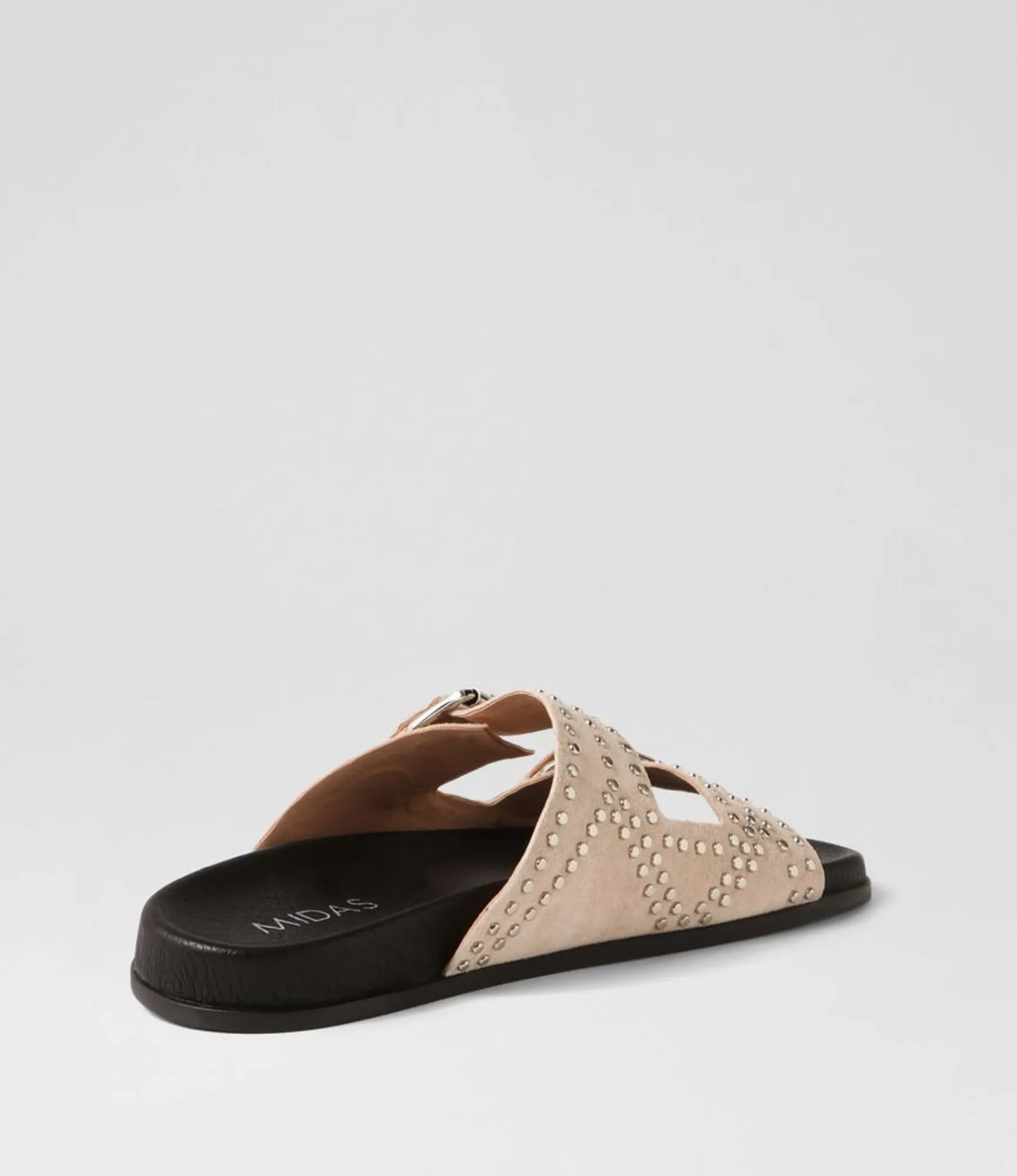 Hot Midas Shoes Heiress Stone Silver Suede Slides