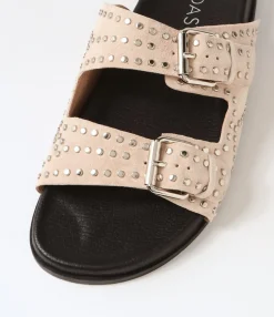 Hot Midas Shoes Heiress Stone Silver Suede Slides