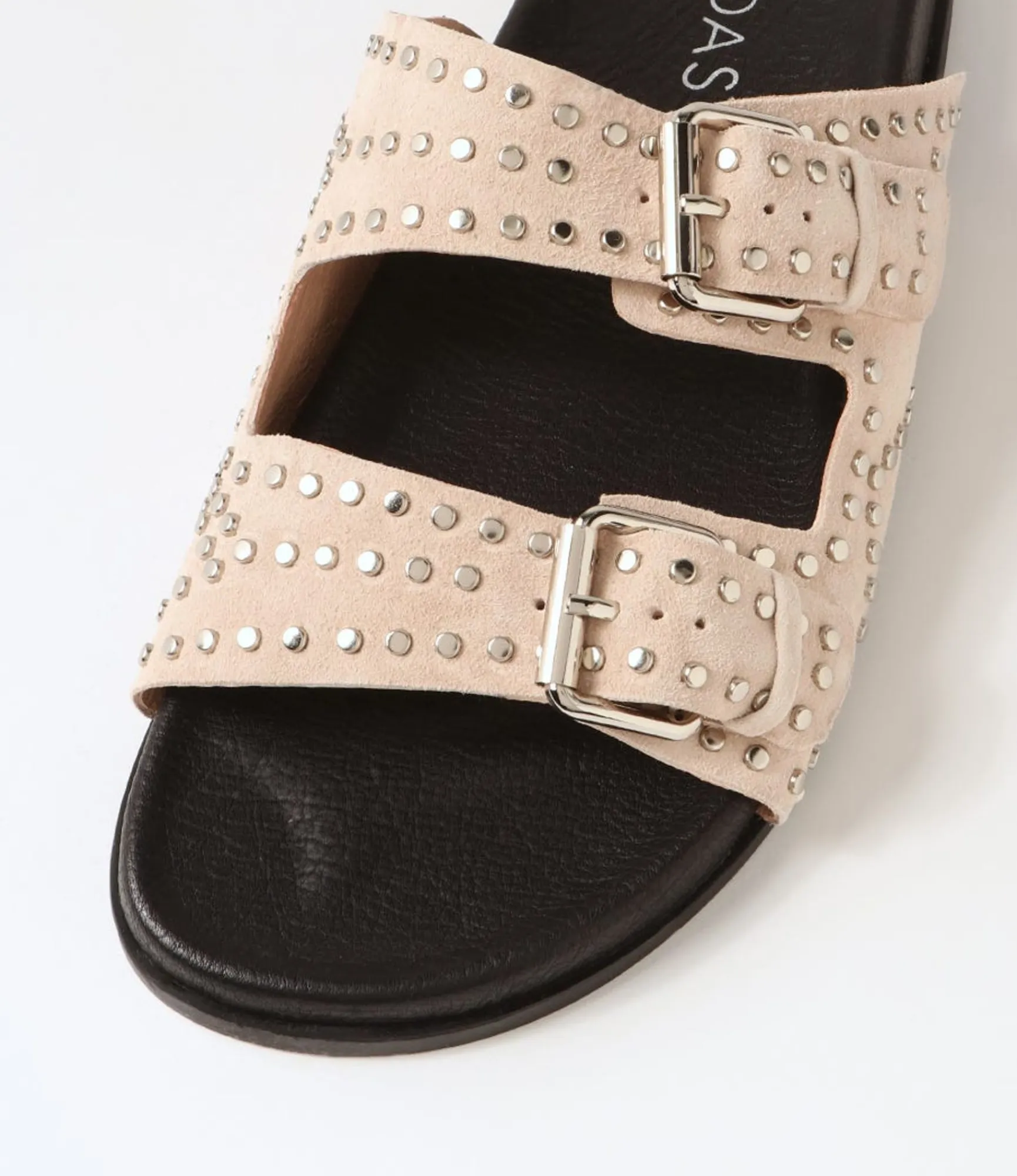 Hot Midas Shoes Heiress Stone Silver Suede Slides