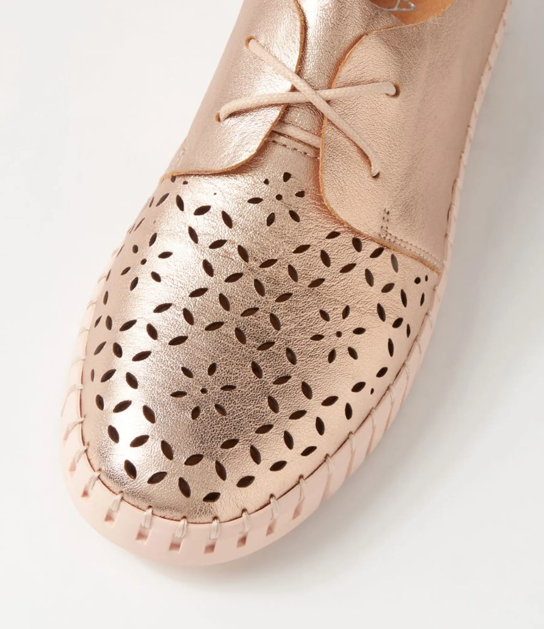 Discount Midas Shoes Hexxie Rose Gold Nude Leather Sneakers