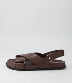 Online Midas Shoes Howlow Dark Brown Leather Sandals