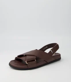Online Midas Shoes Howlow Dark Brown Leather Sandals