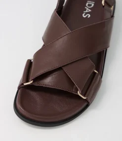 Online Midas Shoes Howlow Dark Brown Leather Sandals