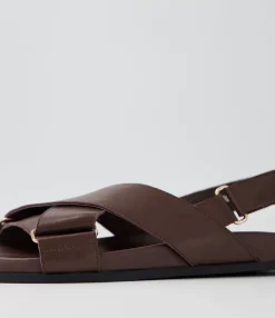 Online Midas Shoes Howlow Dark Brown Leather Sandals