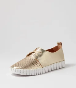 Flash Sale Midas Shoes Husto Pale Gold White Leather Sneakers