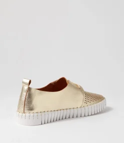 Flash Sale Midas Shoes Husto Pale Gold White Leather Sneakers