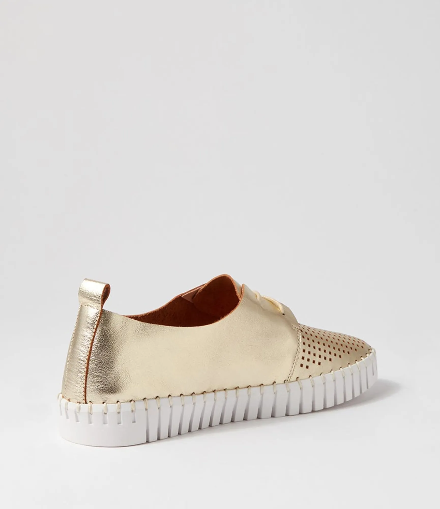 Flash Sale Midas Shoes Husto Pale Gold White Leather Sneakers