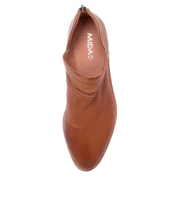 Cheap Midas Shoes Ida Tan Leather Flat Shoes