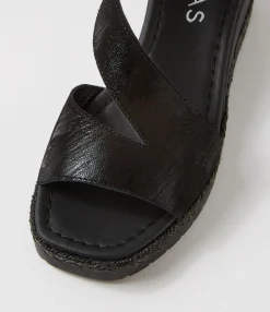 Online Midas Shoes Iddy Black Metallic Scratch Leather Sandals