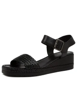 Clearance Midas Shoes Imara Black Weave-Leather