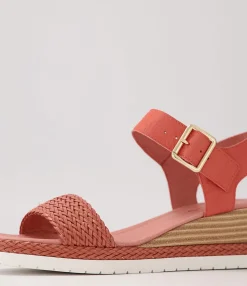 Cheap Midas Shoes Imara Orange Weave Leather Sandals
