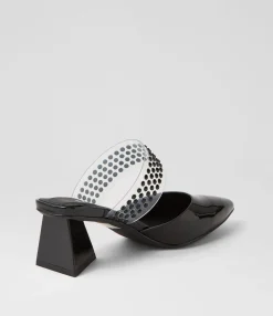Discount Midas Shoes Inez Black Patent Leather Mules