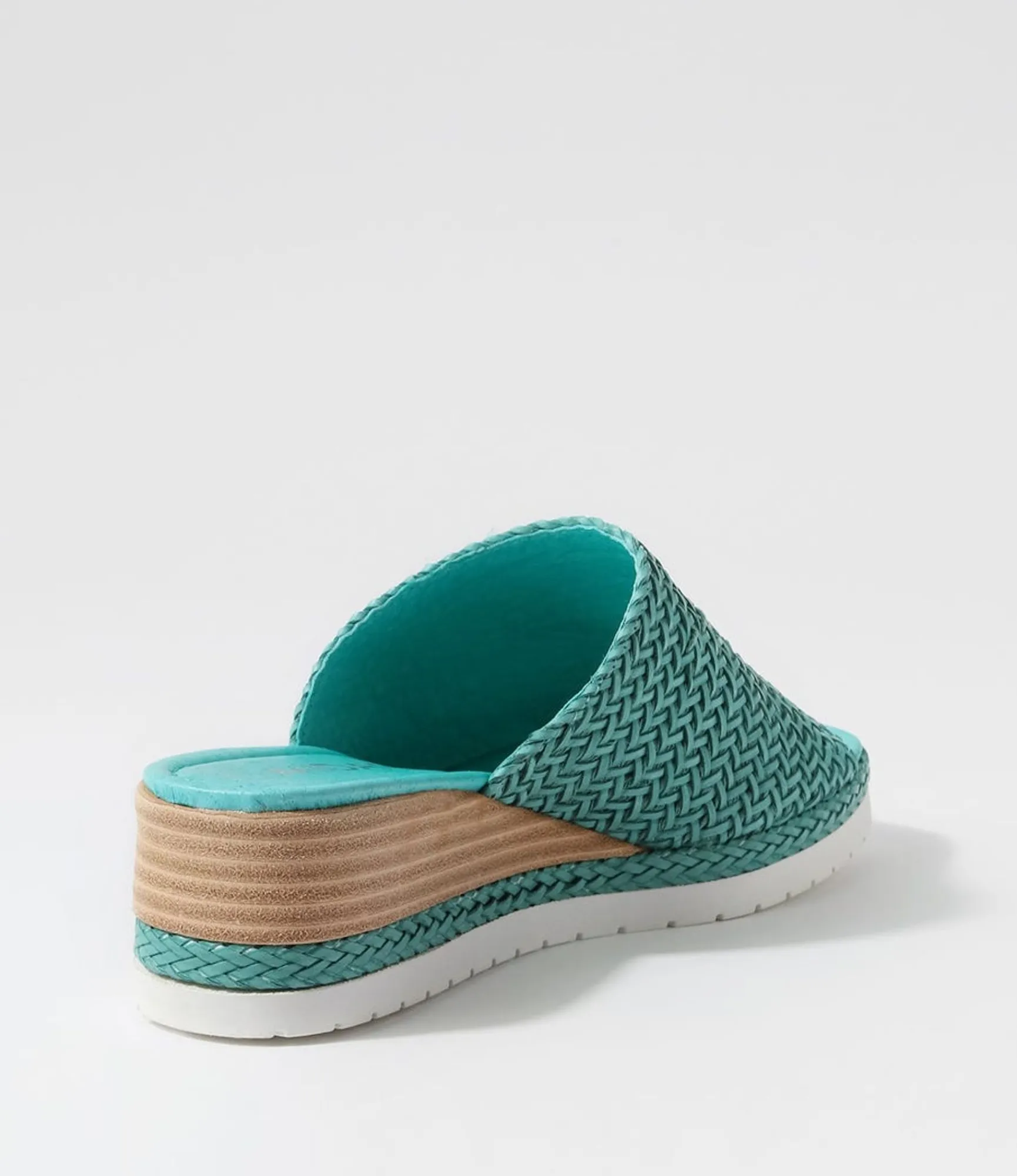 Best Midas Shoes Isha Emerald Weave Leather Slides