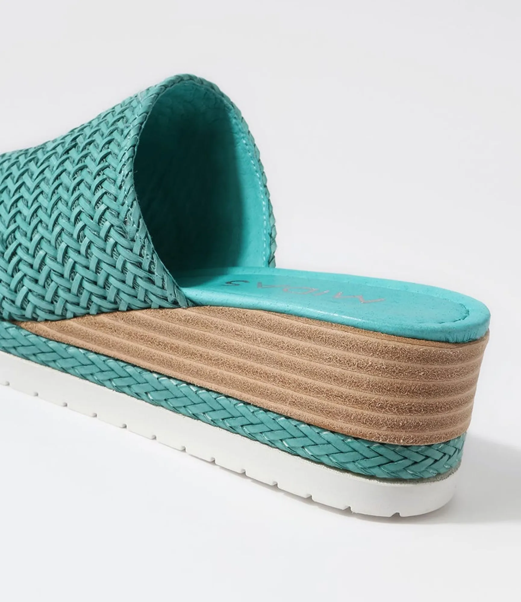 Best Midas Shoes Isha Emerald Weave Leather Slides
