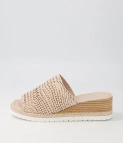 Best Sale Midas Shoes Isha Nude Weave Leather Slides