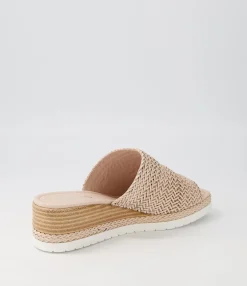 Best Sale Midas Shoes Isha Nude Weave Leather Slides