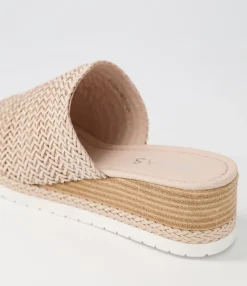 Best Sale Midas Shoes Isha Nude Weave Leather Slides