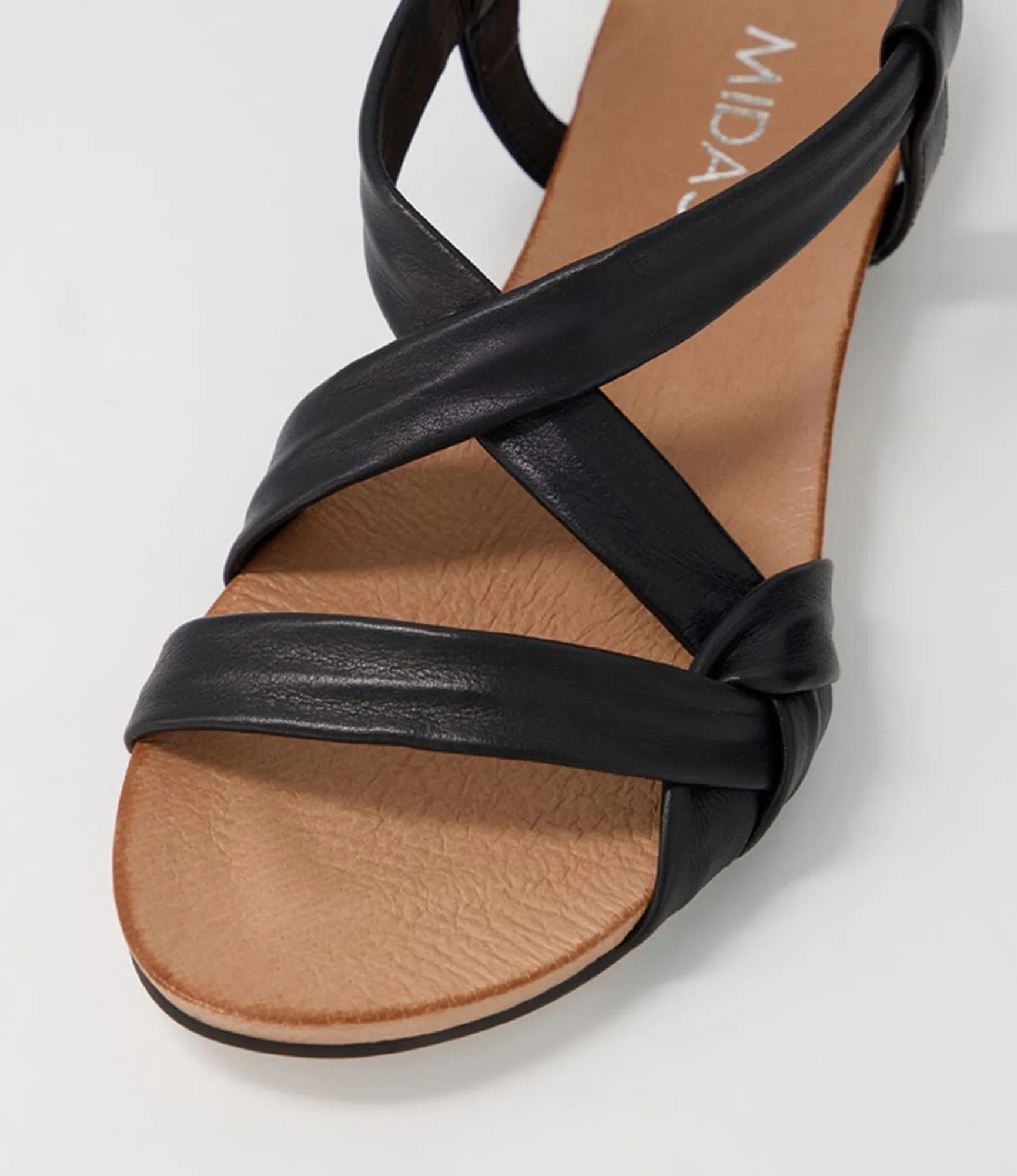 Fashion Midas Shoes Jada Black Leather Sandals