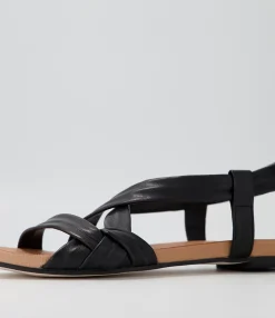 Fashion Midas Shoes Jada Black Leather Sandals
