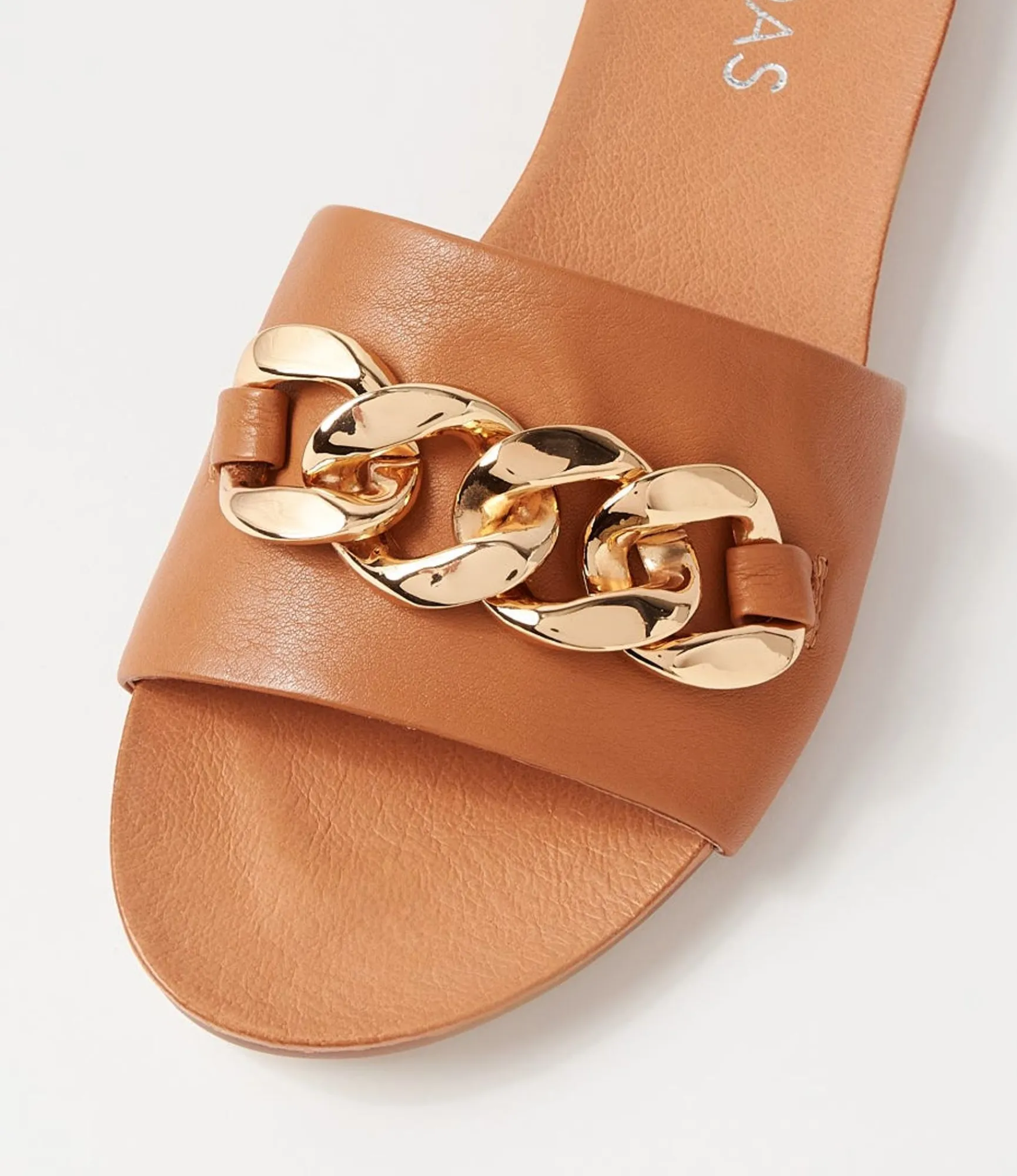 Best Sale Midas Shoes Jaddle Dark Tan Leather Slides