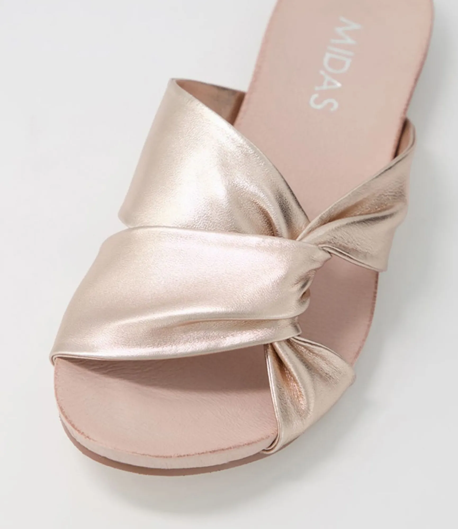 Cheap Midas Shoes Jaffer Pale Rose Gold Leather Sandals