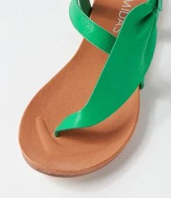Discount Midas Shoes Jajaz Bright Emerald Leather Sandals
