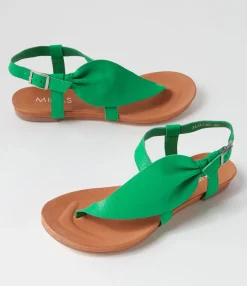 Discount Midas Shoes Jajaz Bright Emerald Leather Sandals