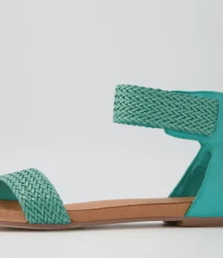 Sale Midas Shoes Jallan Emerald Weave Leather Sandals