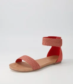 Outlet Midas Shoes Jallan Orange Weave Leather Sandals