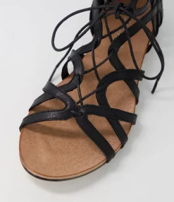 Cheap Midas Shoes Jass Black Leather Sandals