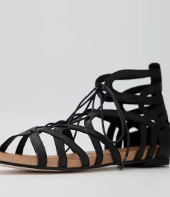 Cheap Midas Shoes Jass Black Leather Sandals